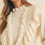 Sweet & Subtle,Ruffle Detailed Long Sleeve Sweater