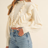 Sweet & Subtle,Ruffle Detailed Long Sleeve Sweater